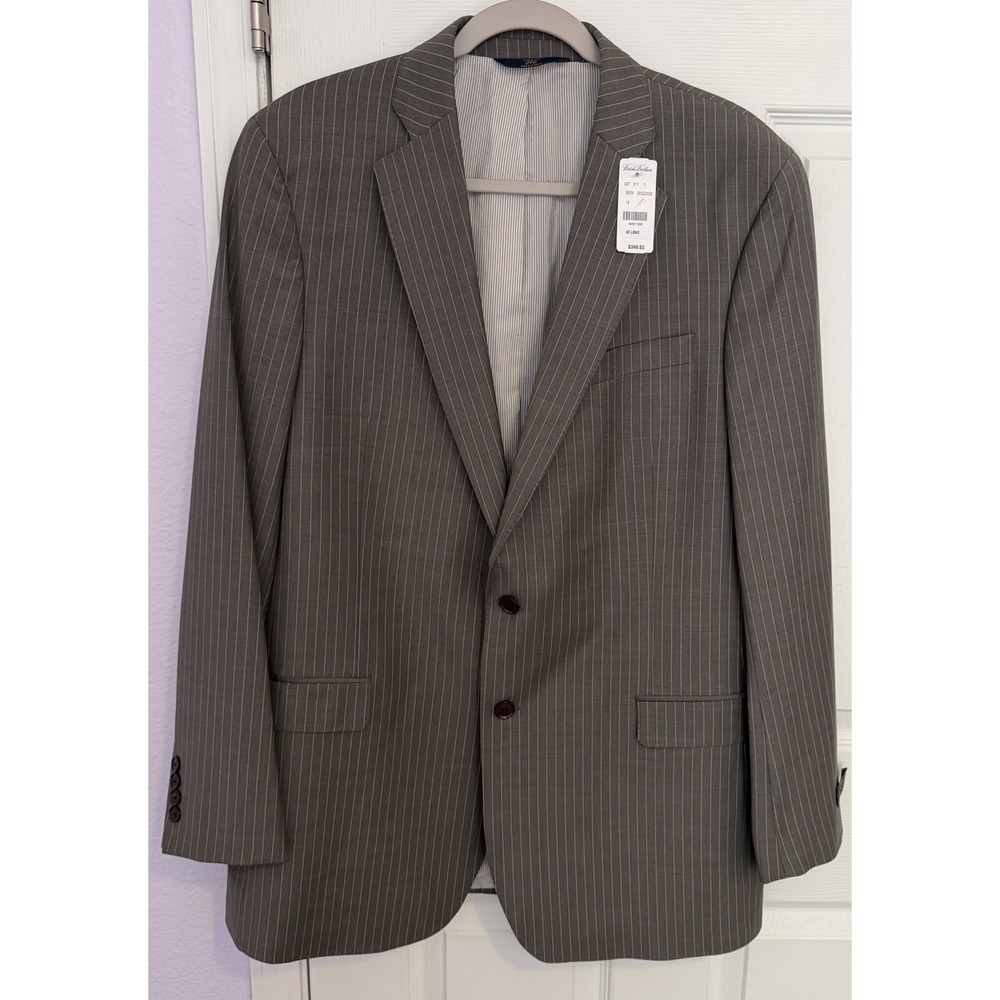 NWT Brooks Brothers Explorer Blazer Fitzgerald Fit 42L Gray Stripe Wool Suit NEW